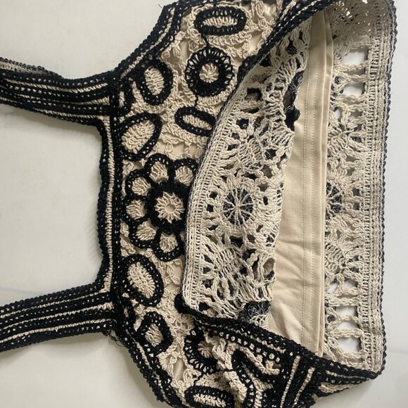 Rebellion Again Crochet Lace Crop Top Size S Sleeveless Boho Hippie Festival - Picture 7 of 12